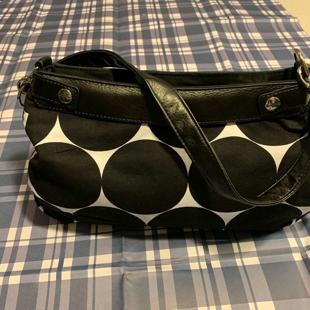 Thirty-One handbag in black/white short strap
